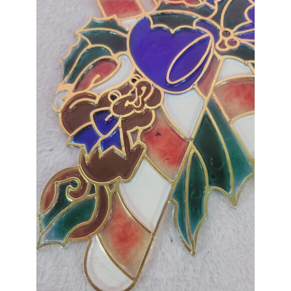 Vintage Crystalline Window Decor Stained Glass Look Plastic Christmas Decoration - Picture 3 of 11